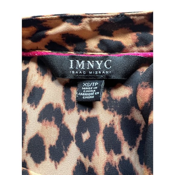 Isaac Mizrahi New York Leopard Chiffon V-Neck Balloon Sleeve IMNYC Size XS - Picture 6 of 7